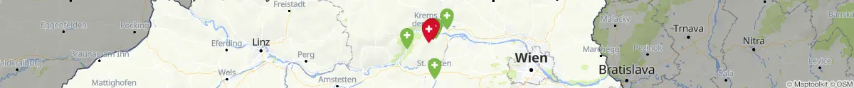Kartenansicht für Apotheken-Notdienste in der Nähe von Rossatz-Arnsdorf (Krems (Land), Niederösterreich)